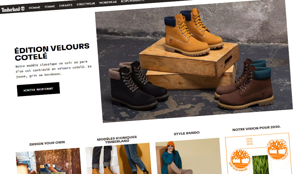 Les bottes, chaussures et le streetwear Timberland.