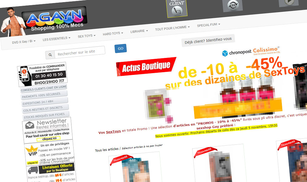 Boutique en ligne de vente d'articles sexy masculins.