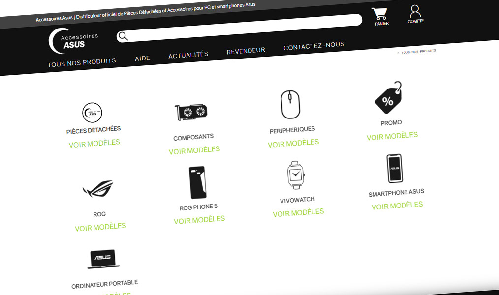 Boutique officielle des accessoires et pièces détachées Asus.