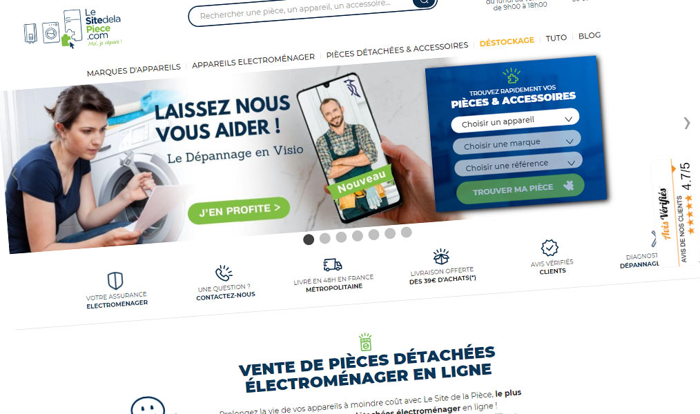 Plateforme d'achat de pièces électroménager encore moins chères avec un code promo Le Site de la Pièce