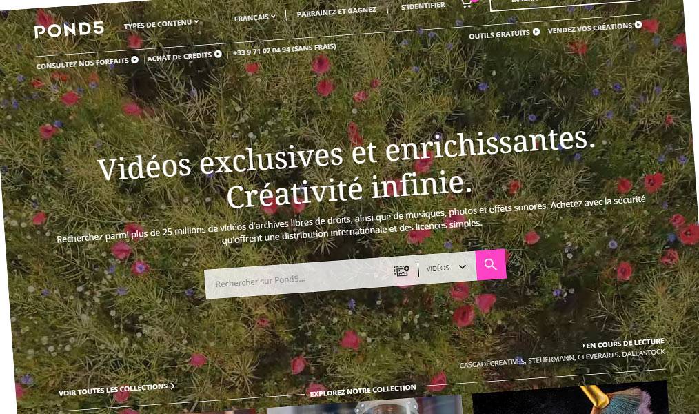 Contenus vidéo, audio et photo pour projets créatifs numériques.