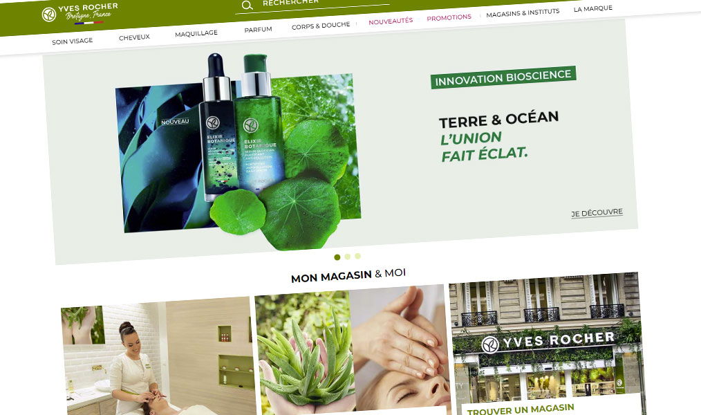Cosmétiques à base de plantes et instituts de beauté.