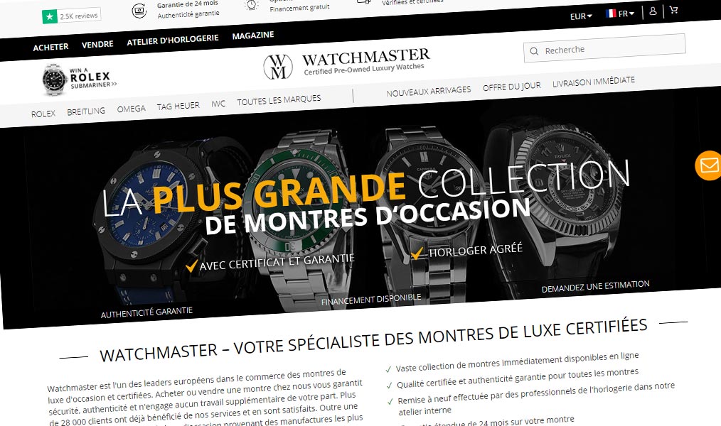 Des collections entières de montres de luxe d'occasion.