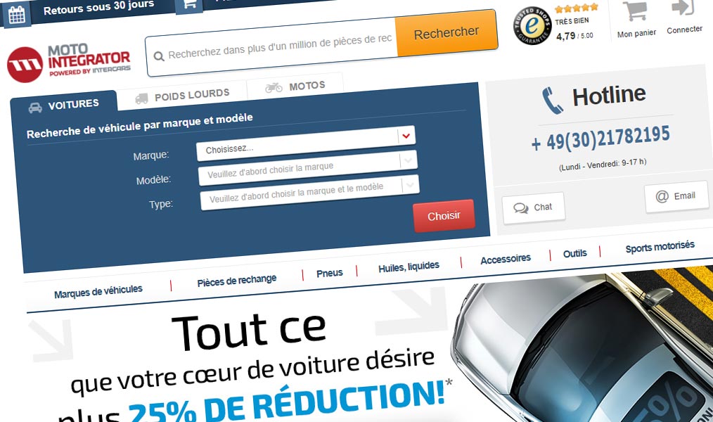 Des pièces détachées pour voiture, poids lourd et moto.