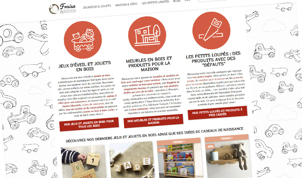 e-Boutique d'une menuiserie artisanale bourguignonne.