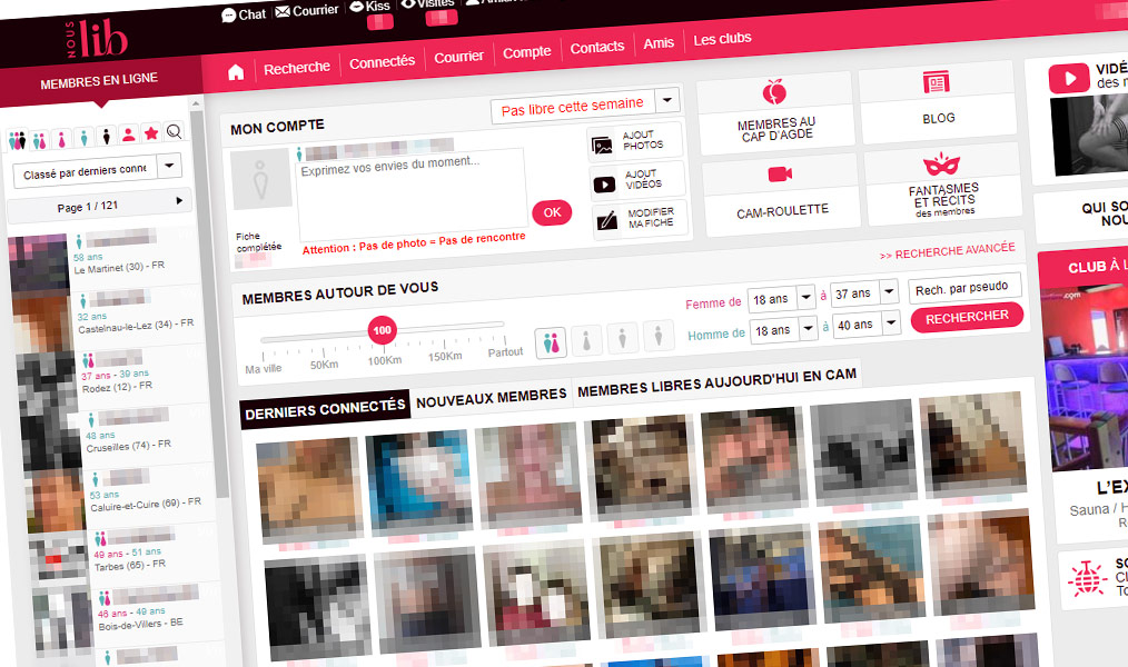 L'interface utilisateurs du site NousLib.