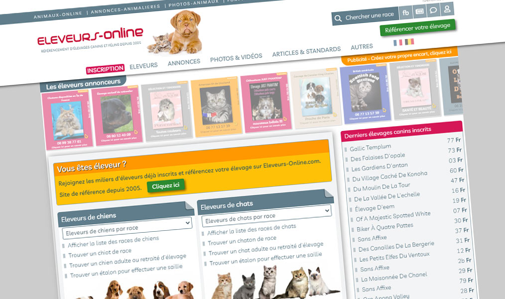 L'annuaire des éleveurs de chiens et chats.