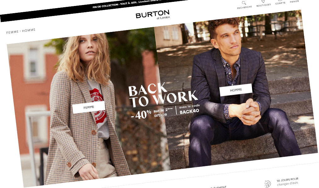 Le site internet de la marque Burton.