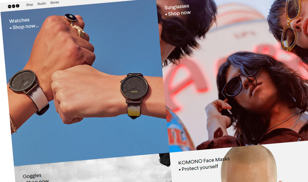 Les montres et lunettes de soleil Komono.