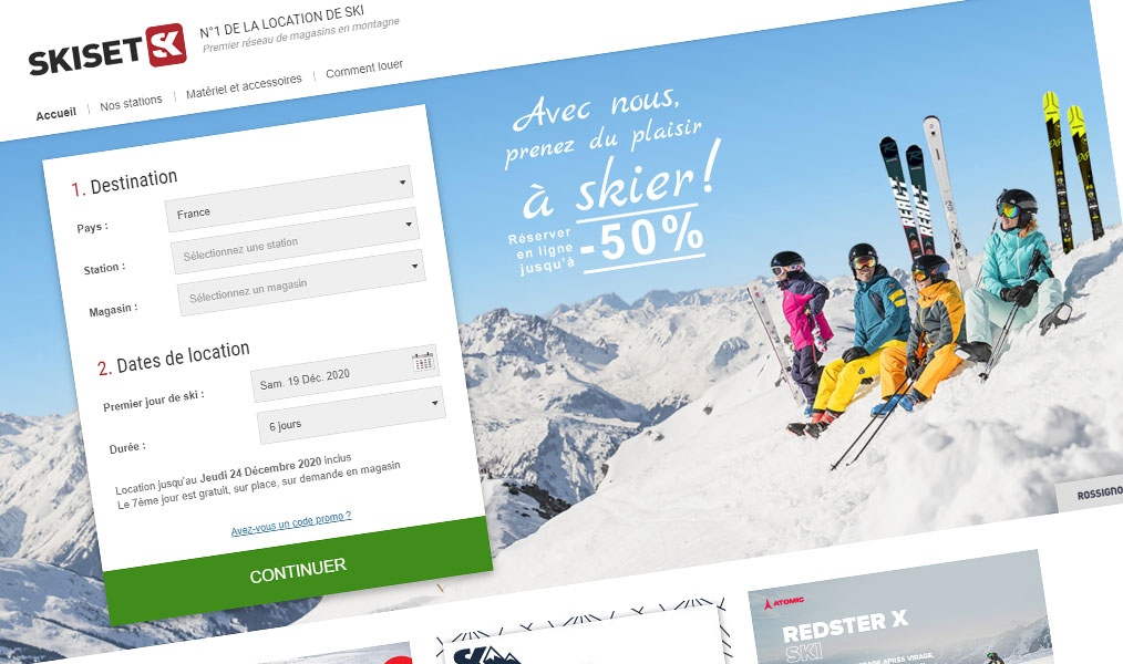 Location de matériel de ski avec Skiset.