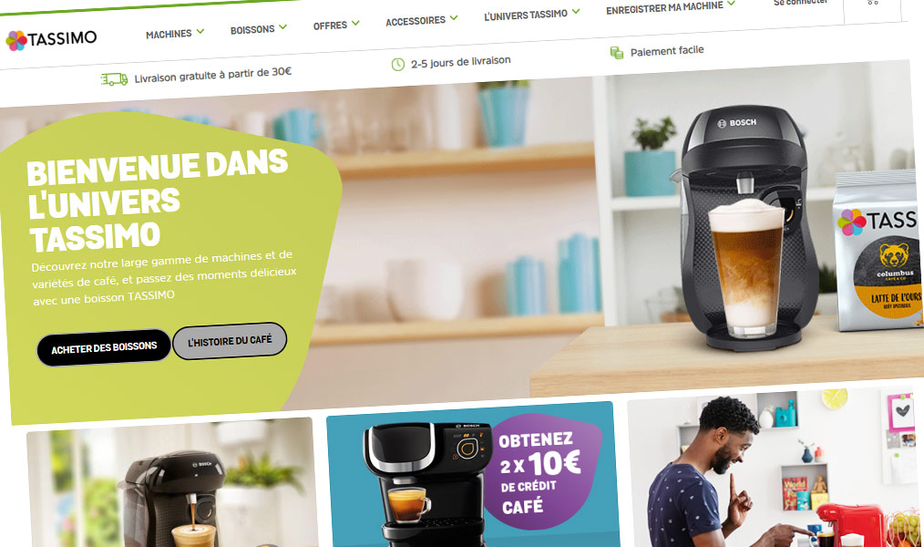 Machines à café et dosettes Tassimo.