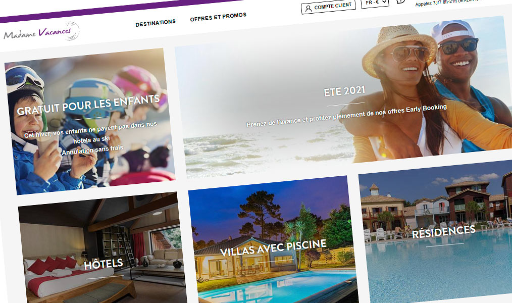 Madame Vacances, locations de vacances et hôtels.
