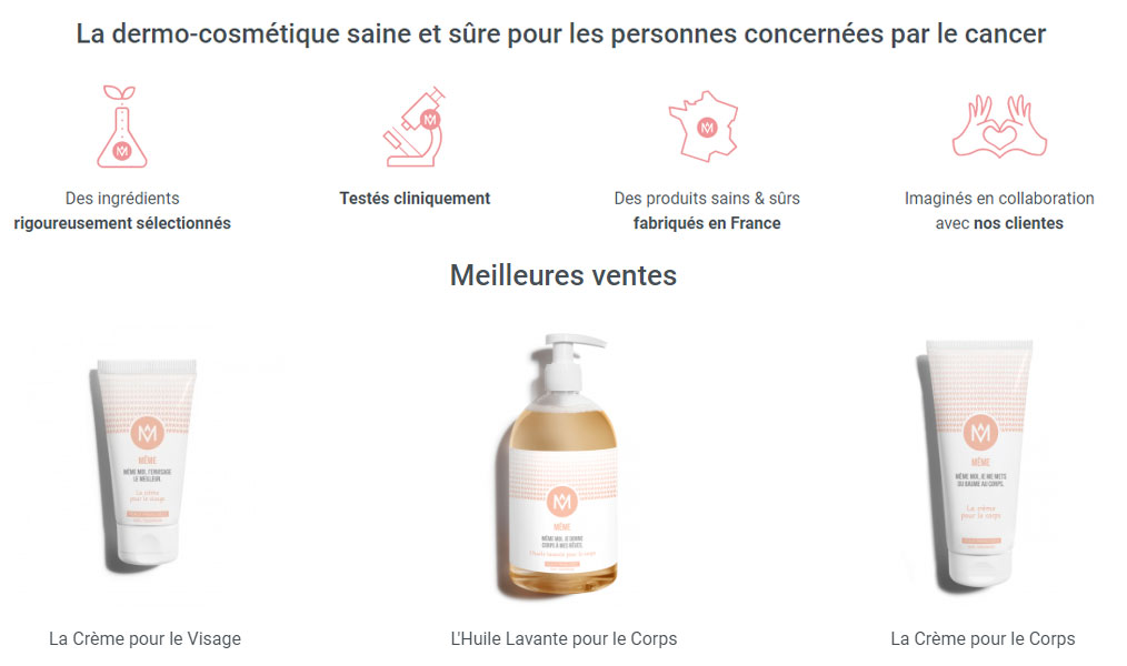 MÊME cosmétics, les produits de beauté pendant le cancer.