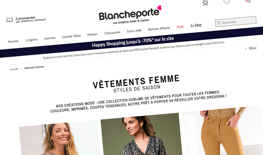 Mode et linge de maison sur Blancheporte.