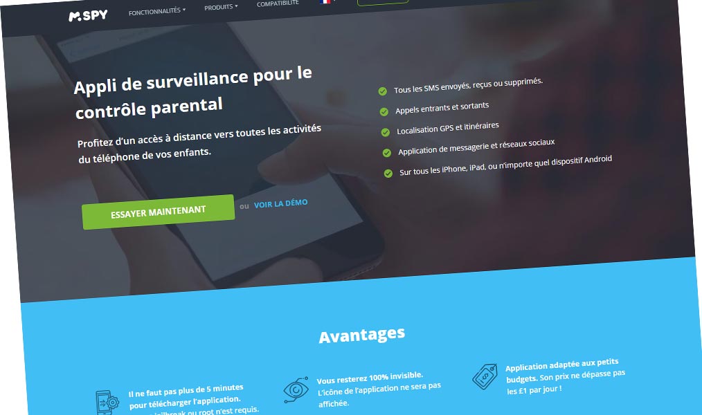 mSpy pour le contrôle parentale et la surveillance de téléphone mobile.