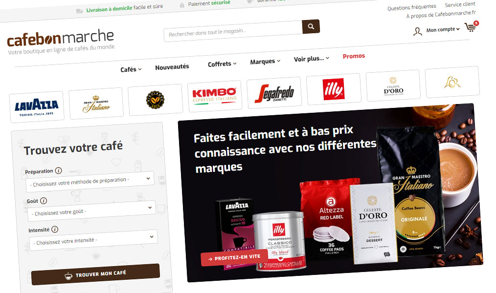 Page d'accueil du site Cafébonmarché.