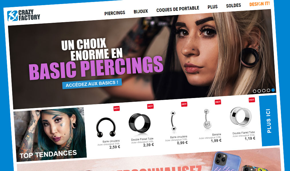 Page d'accueil du site Crazy Factory.