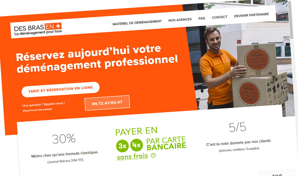Page d'accueil du site Des bras en plus.