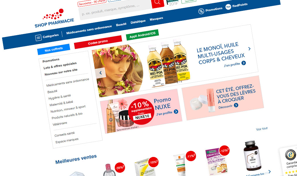 Page d'accueil Shop Pharmacie.