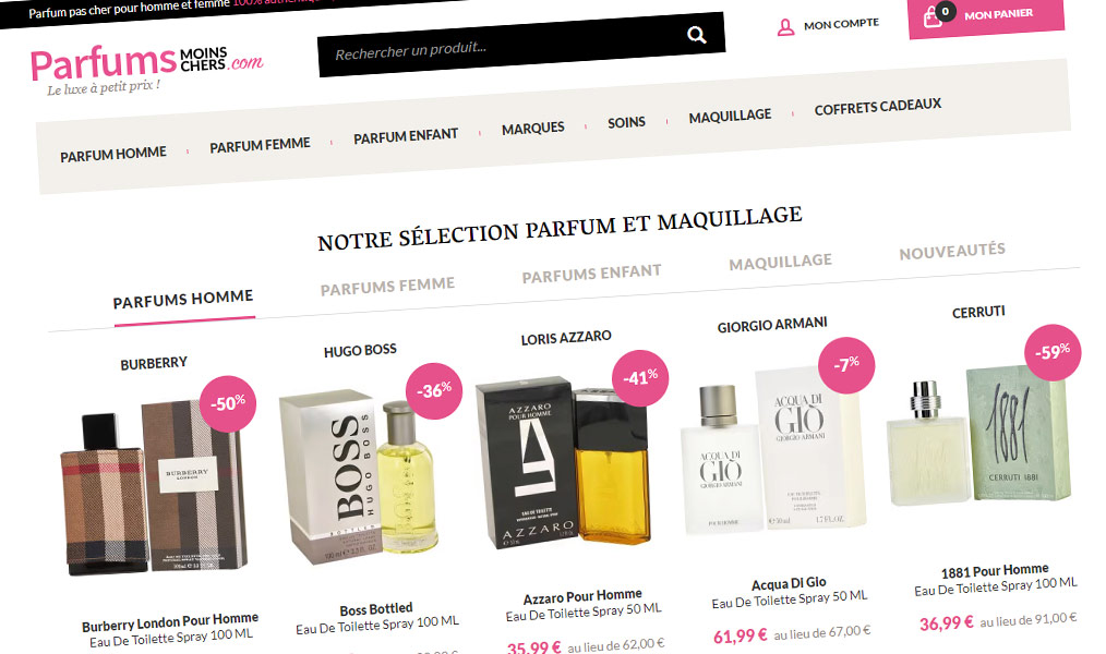 Parfums de marque authentiques à prix réduits.