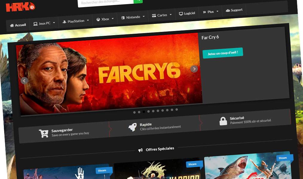 Plateforme de vente de clés de licence pour jeux vidéos en versions digitales.