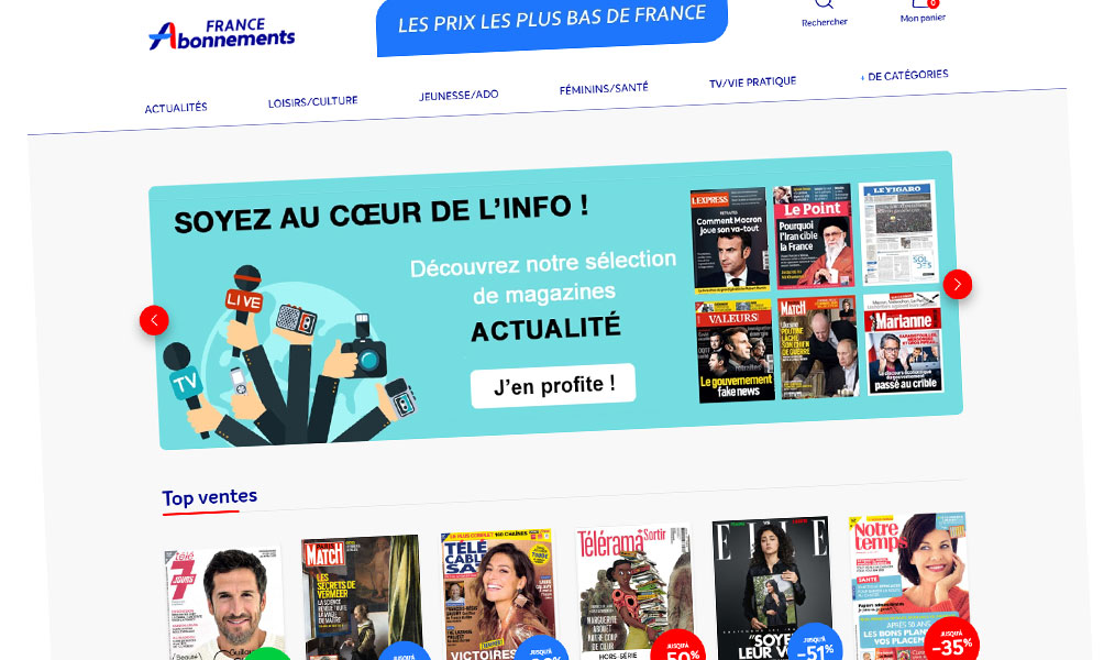 Beaucoup de magazines et titres moins chers grâce à un code promo France Abonnements