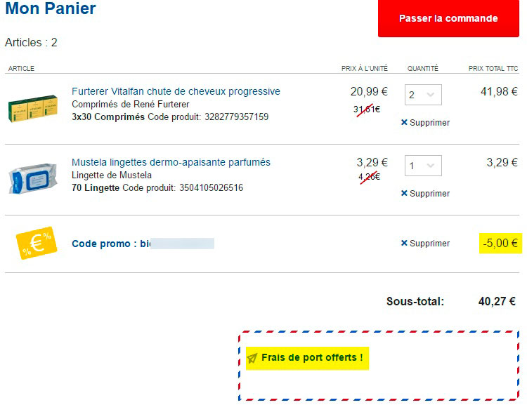 Panier d'achat Shop-Pharmacie