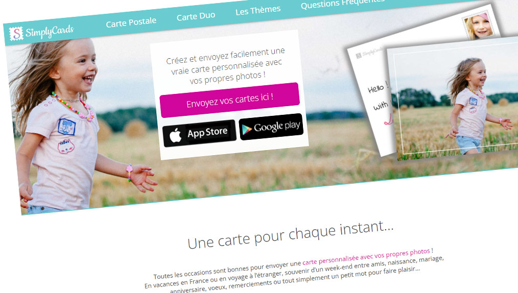 SimplyCards simplifie la création de vos cartes personnalisées avec vos clichés.
