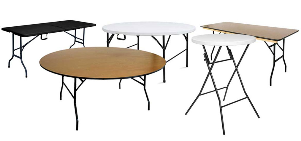 Tables de réception pliantes.