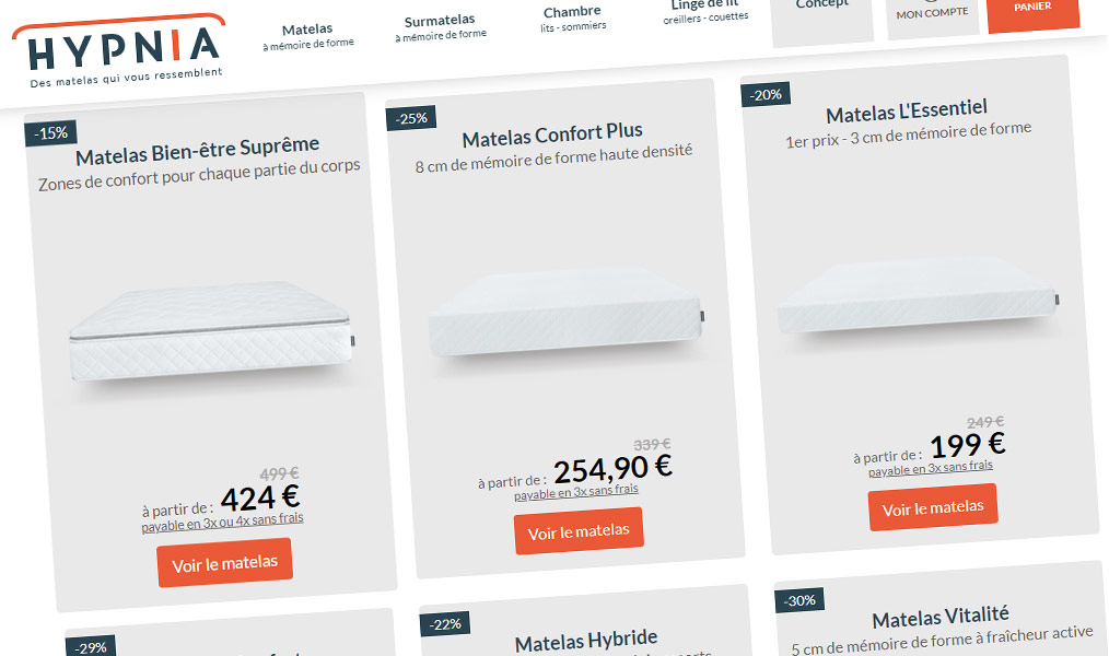 Une gamme de matelas à mémoire de forme adaptée à différents profils.