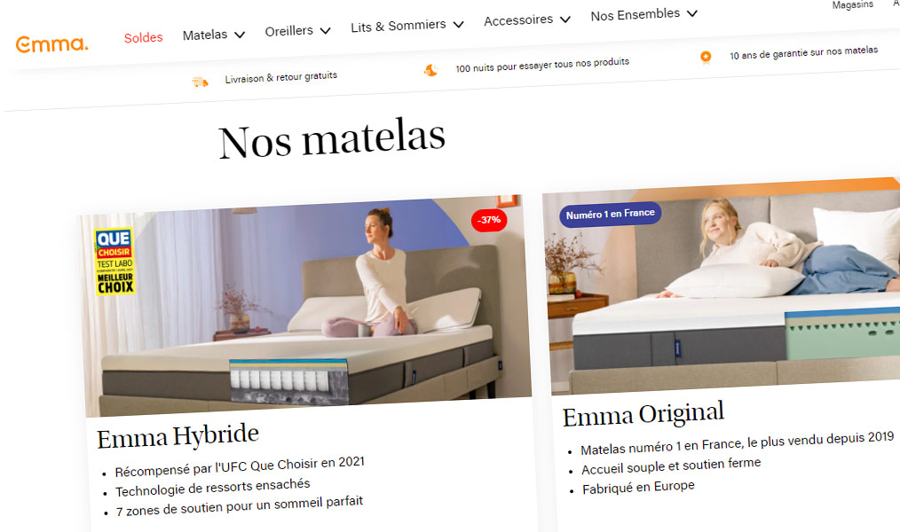 Une marque de matelas maintes fois primée.