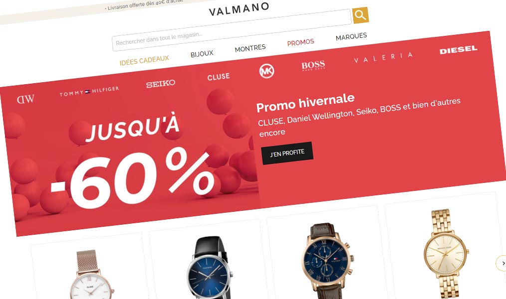 Valmano, vos montres et bijoux en ligne.