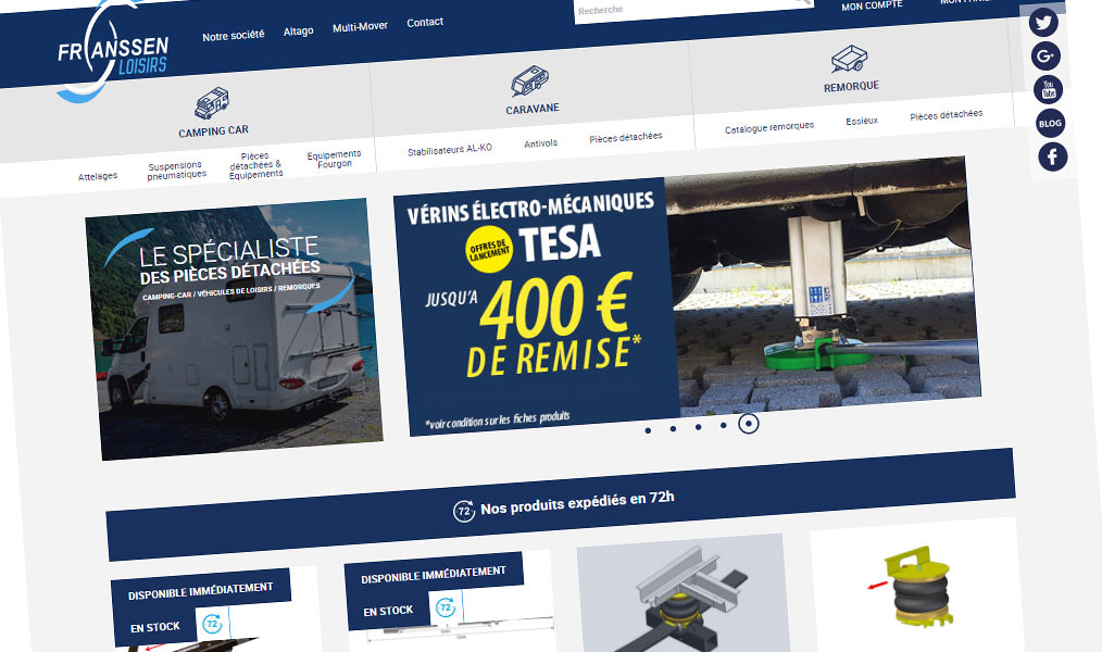 Suspensions, ressorts, attelages, vérins et autres équipements du camping-car.