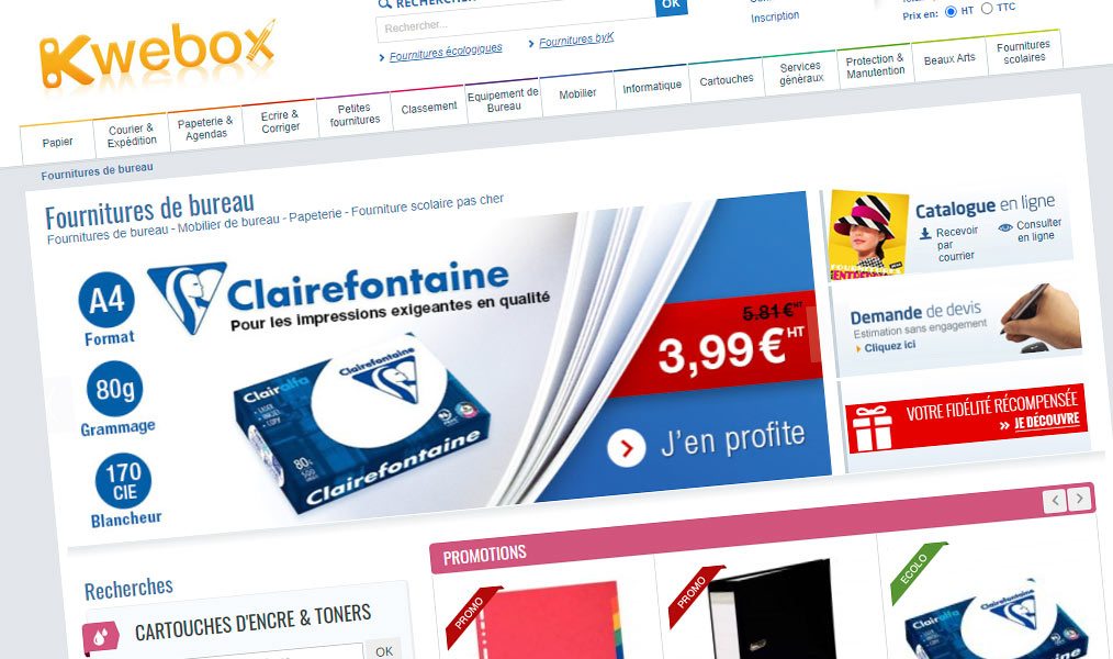 Vos fournitures de bureau avec Kwebox.