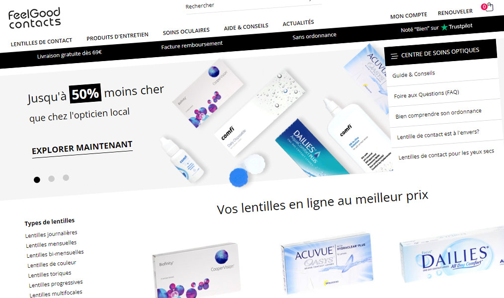Votre fournisseur de lentilles de contact moins chères.