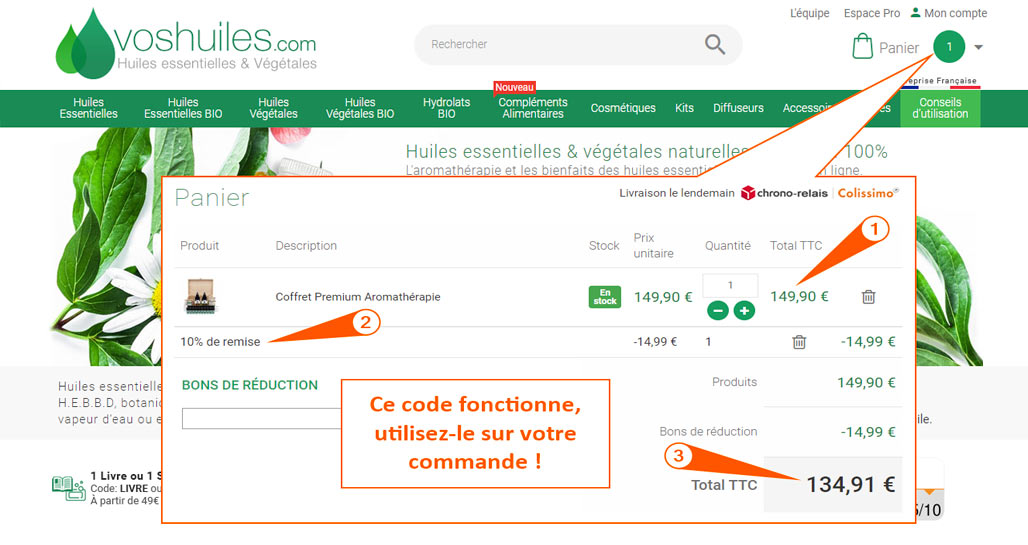 Cette réduction VosHuiles fonctionne.